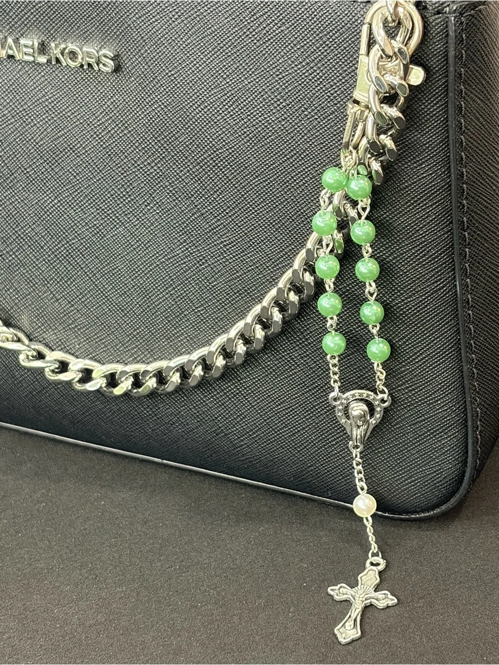 Handmade Green Rosary Bag Charm